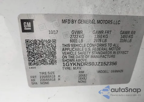 2018 Cadillac Xt5 Luxury из США, поврежденный, VIN 1GYKNDRS0JZ152356